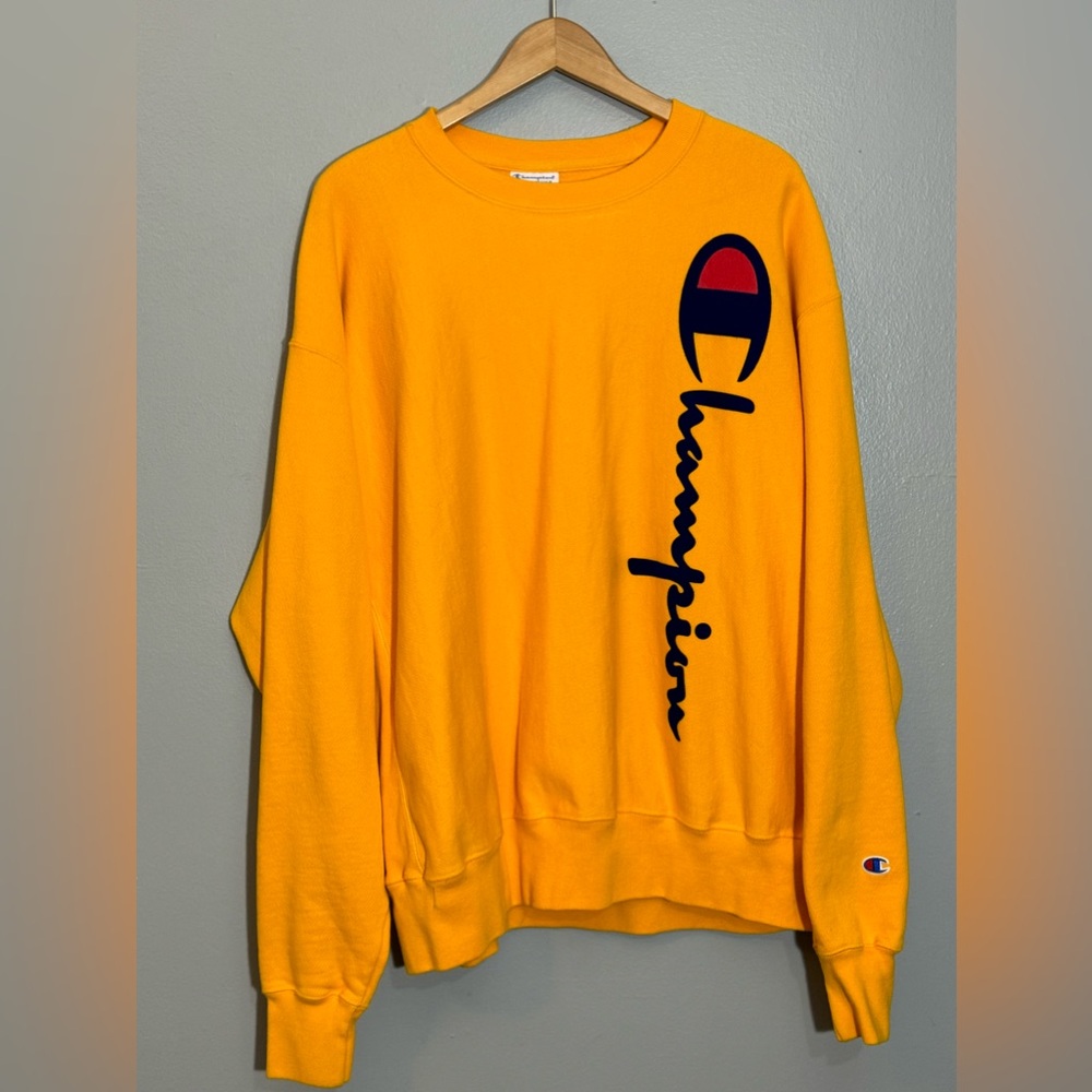 Champion Yellow Reverse Weave Heavyweight Crewneck Sweatshirt | XXL - Picture 3 of 4